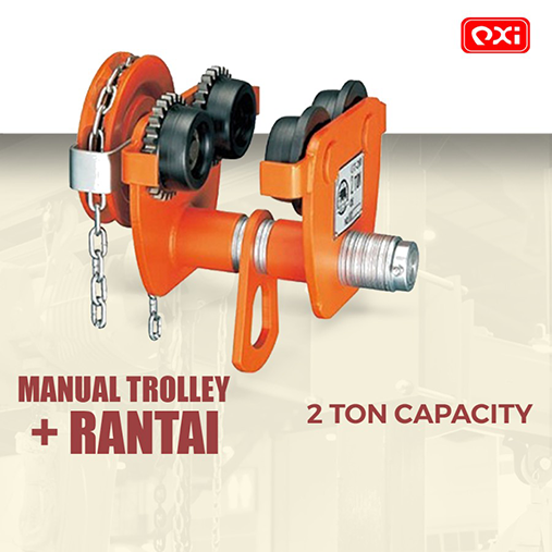 Manual Trolly + Rantai / Manual Geared Trolley / Gear Trolley / Geared Trolley - 2 Ton
